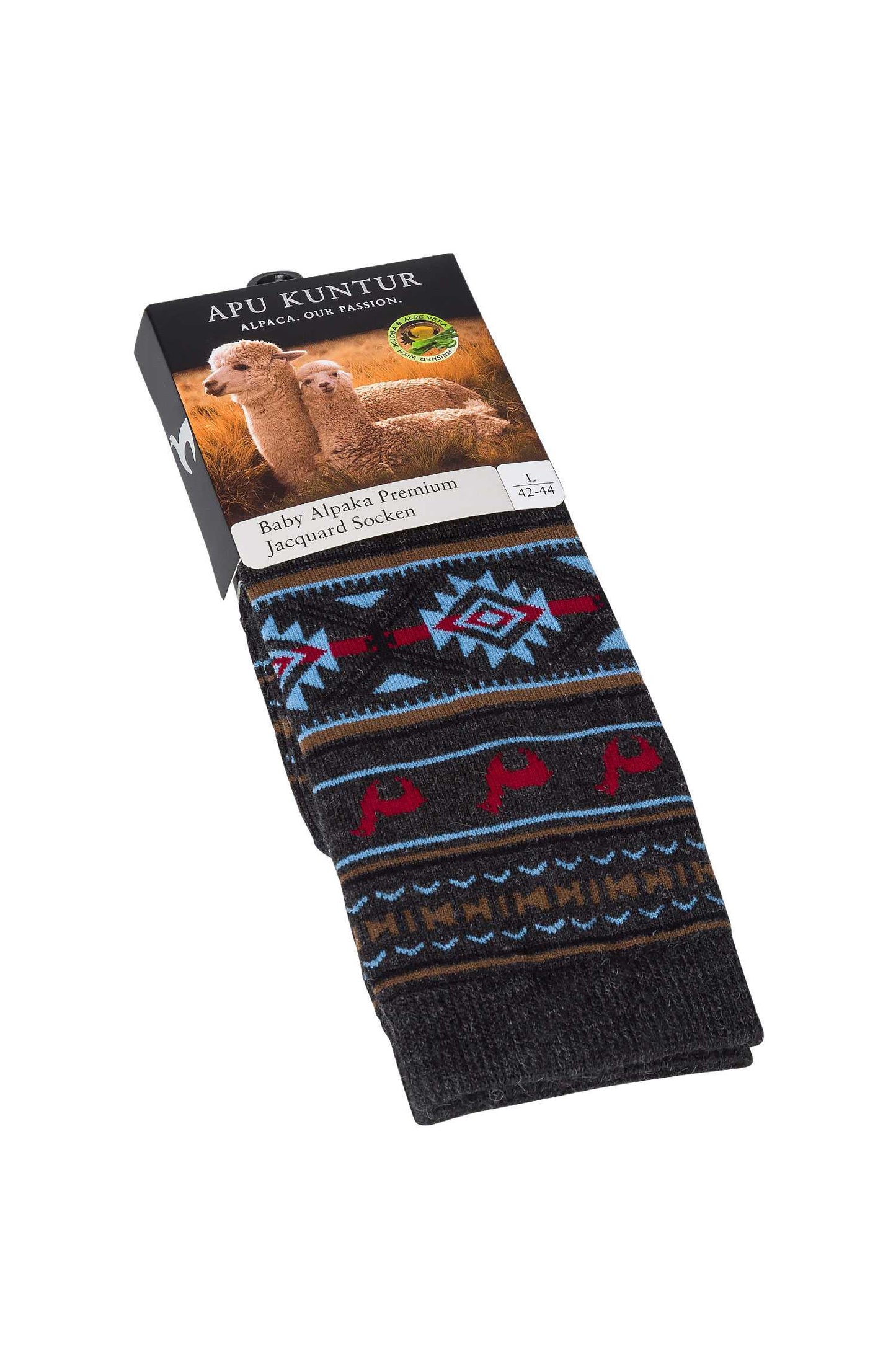 Alpaka Socken JACQUARD aus 70% Baby Alpaka und 25% Pima Baumwolle