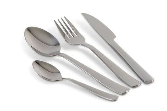 Stainless steel cutlery for 4 people, shiny