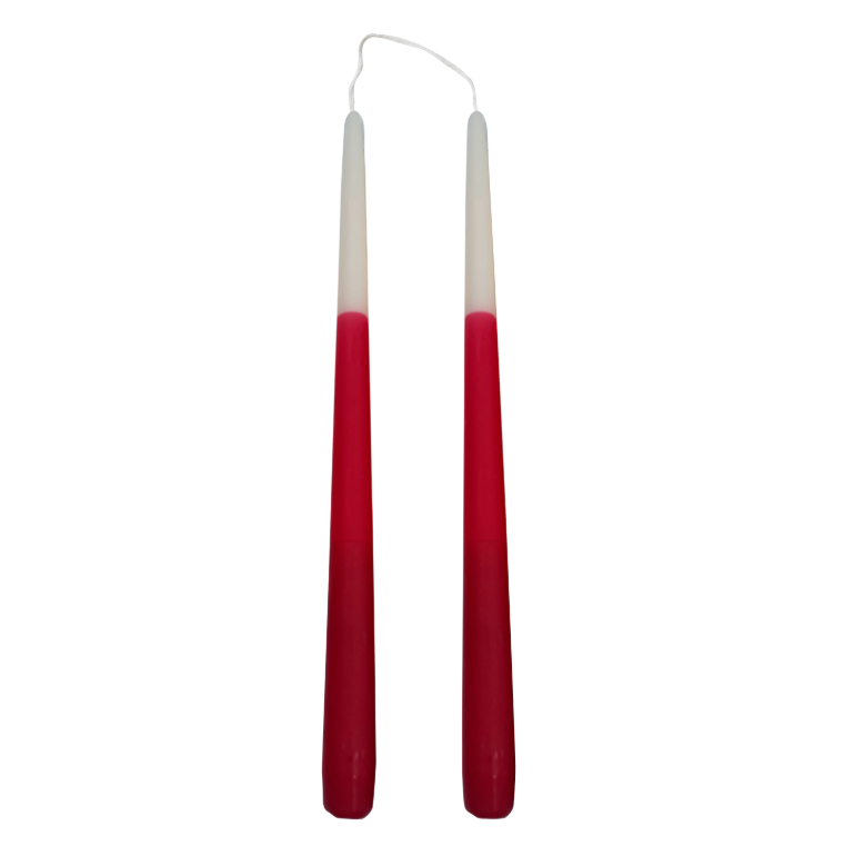 2x Stabkerze Dunkelgrün/ Dunkelrot