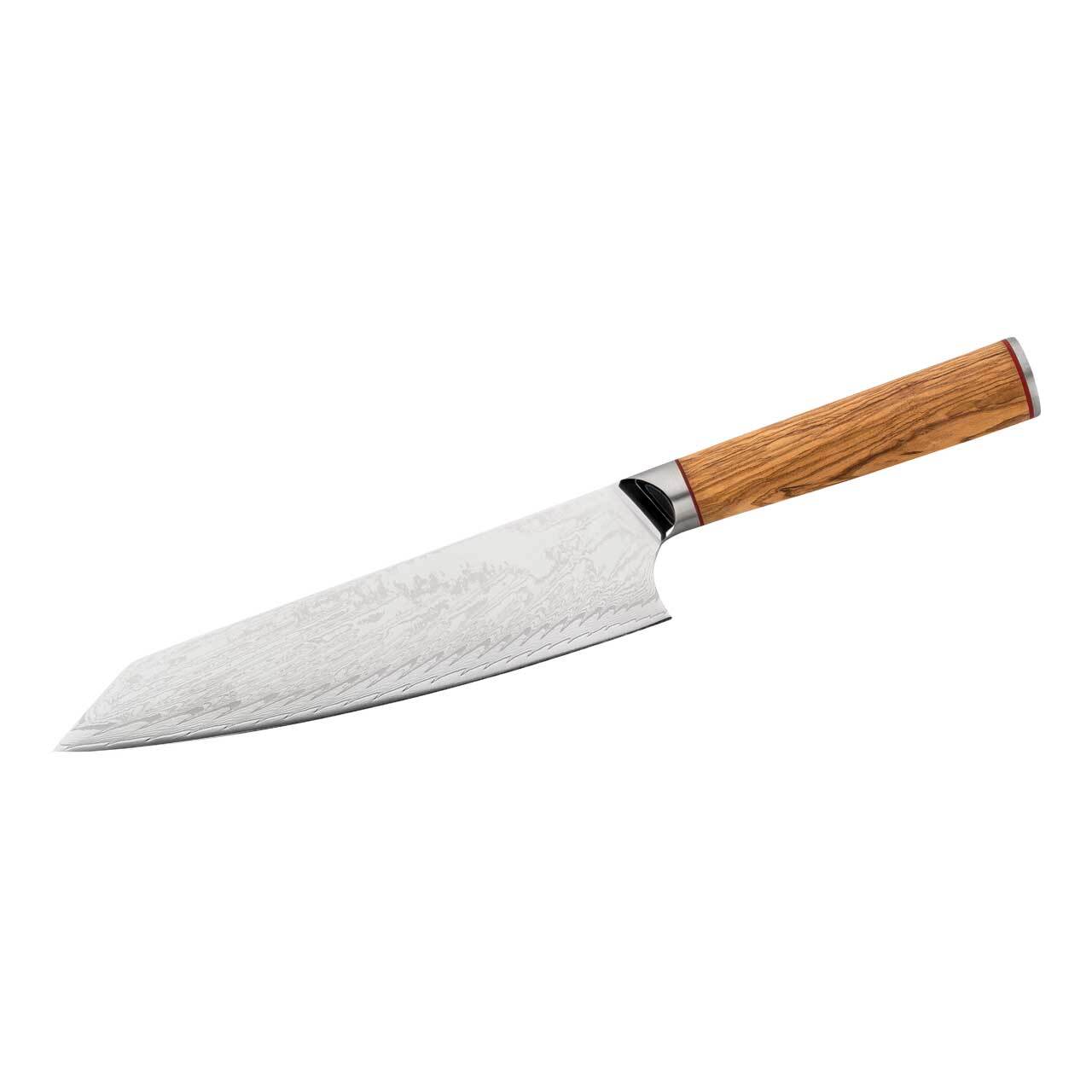 Kockkniv Damascus, olivträ 34 cm