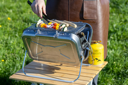 Koffergasgrill aus Edelstahl