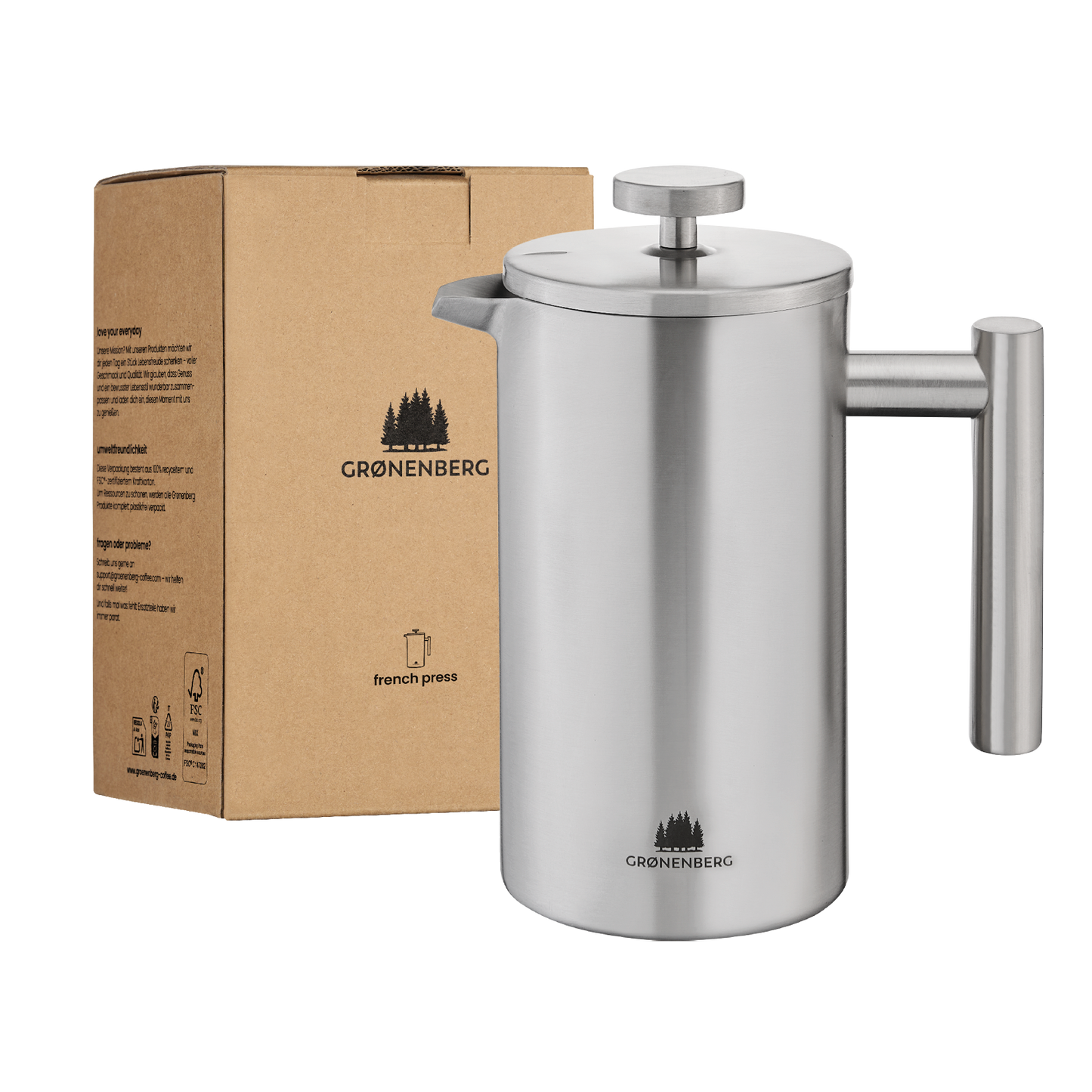 Grønenberg Edelstahl French Press inkl. Ersatz-Filter