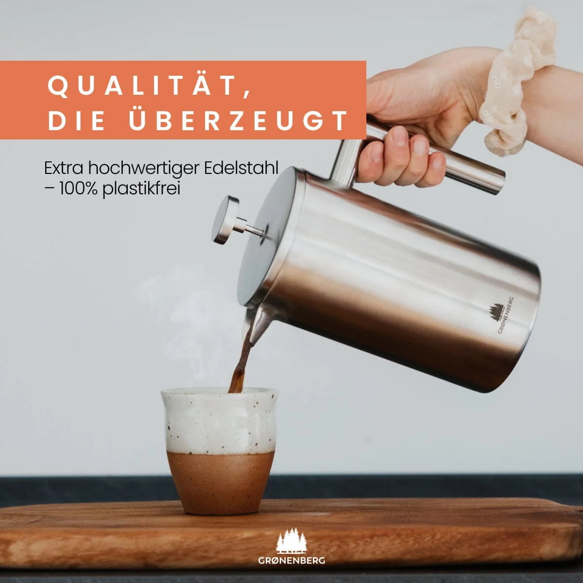 Grønenberg Edelstahl French Press inkl. Ersatz-Filter