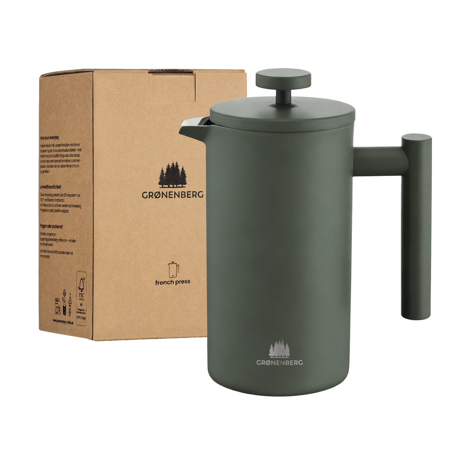 Grønenberg Edelstahl French Press Coating 600 ml inkl. Ersatz-Filter