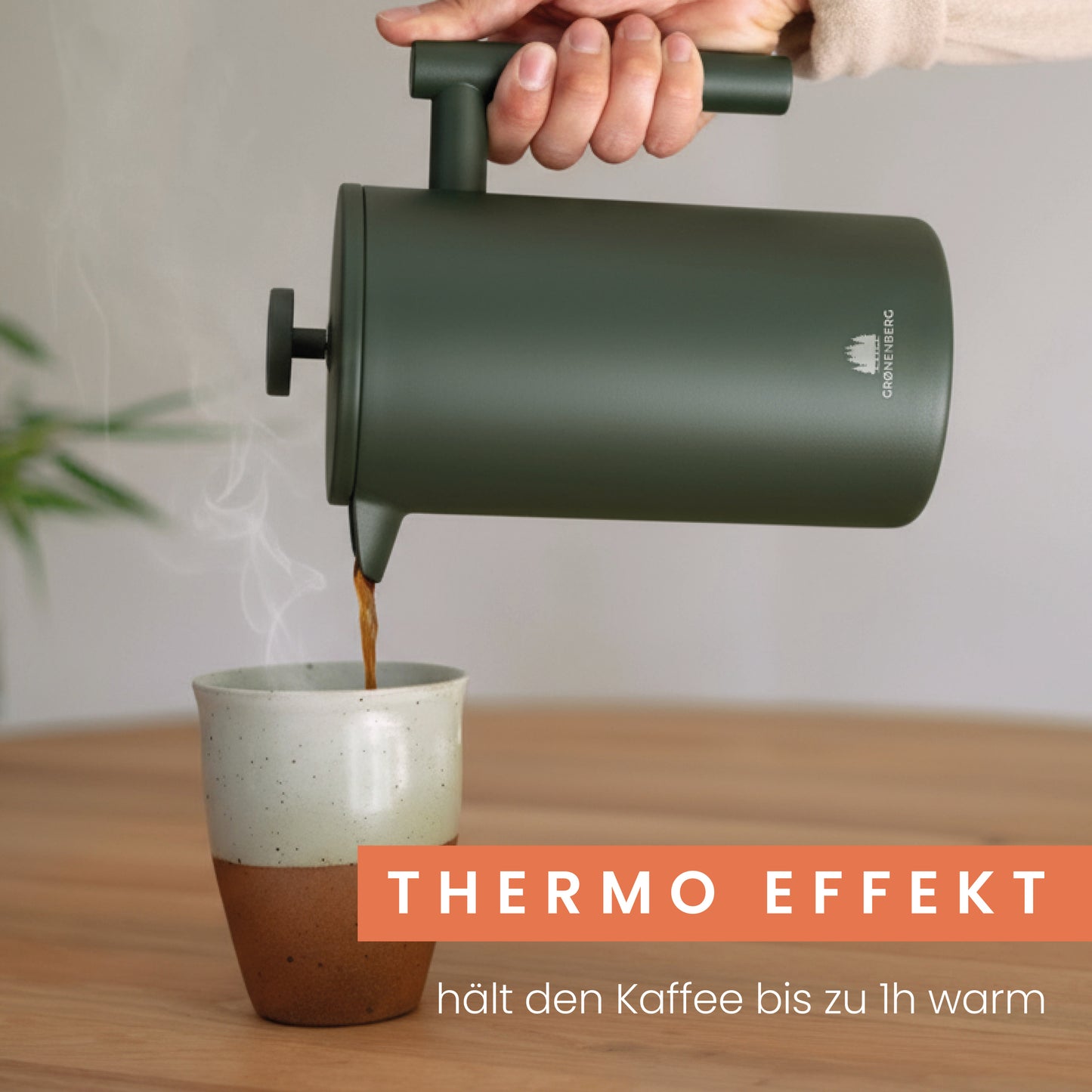 Grønenberg Edelstahl French Press Coating 600 ml inkl. Ersatz-Filter