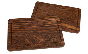 Cutting board with juice groove made of oiled bog oak - 30 x 20 x 2 cm
