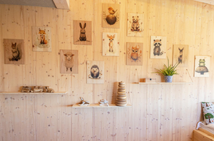 Wall pictures made of stone pine