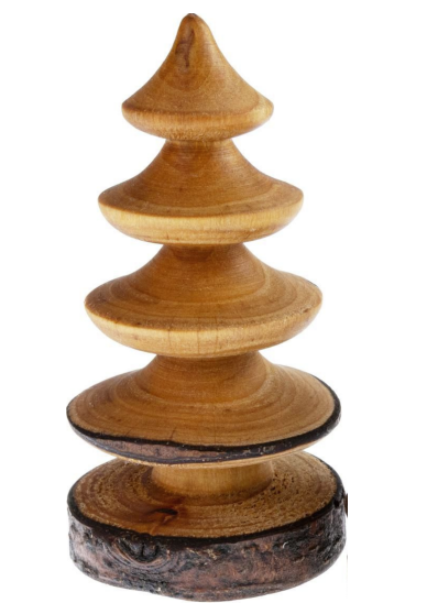 Handgedrechselte Deko Bäume aus geöltem Erlenholz - rustikale Naturdeko 10cm