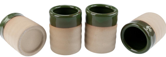 Zweier Set Tonbecher - 7 x 2,5 cm grün / natur