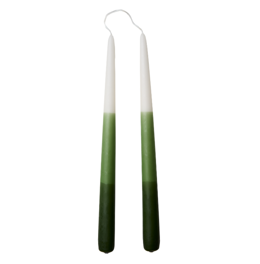 2x Stabkerze Dunkelgrün/ Dunkelrot
