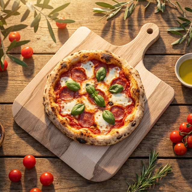 Pizzabrett - Kern Esche mit Griff - roh - 40 x 30 x 2 cm - abgeflachte Kante - FSC®