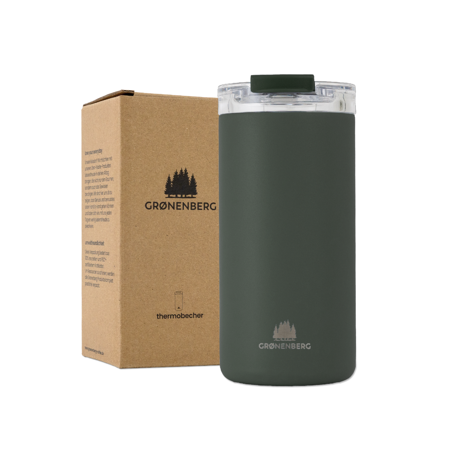 Grønenberg Thermobecher 440ml | Kaffeebecher to go aus recyceltem Edelstahl | 100% Auslaufsicher