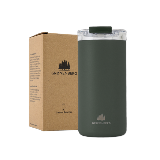 Grønenberg Thermobecher 440ml | Kaffeebecher to go aus recyceltem Edelstahl | 100% Auslaufsicher