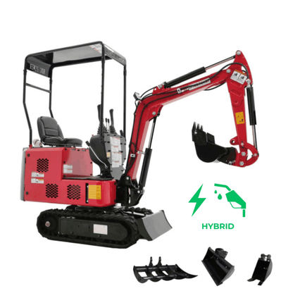 Hybrid Minibagger EBKB810K Benzin und Elektro nur 68cm breit