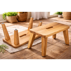 Handgefertigter Holzschemel aus Esche Massivholz geölt 45x25x27cm