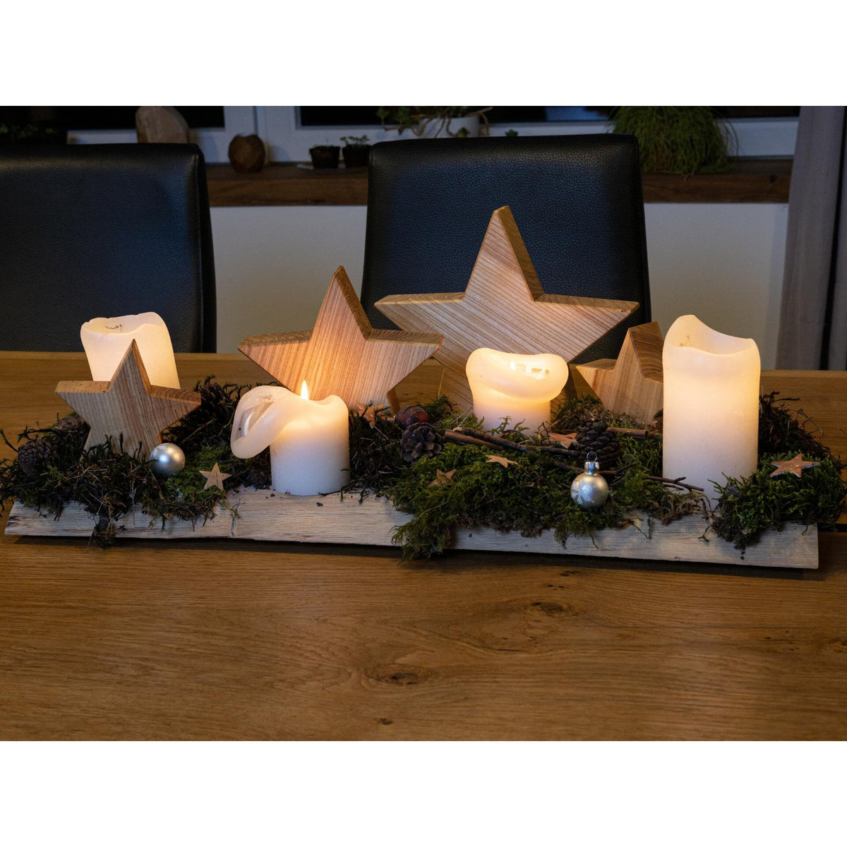 Handgefertigter Holzstern aus Geölter Esche - Rustikale Weihnachtsdekoration 12 cm, 18 cm oder 25 cm