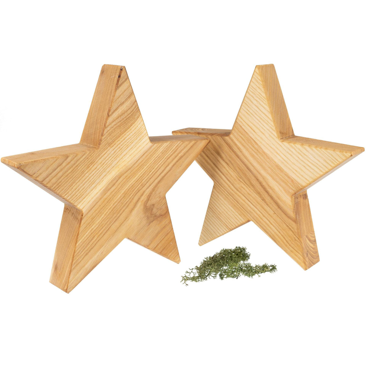 Handgefertigter Holzstern aus Geölter Esche - Rustikale Weihnachtsdekoration 12 cm, 18 cm oder 25 cm