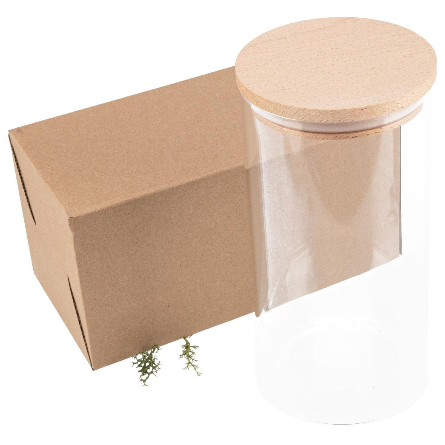 Vorratsglas 1,2 L mit FSC® Buchenholzdeckel – 15 cm hoch, Borosilikatglas